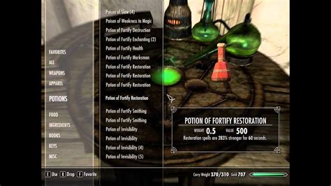 skyrim fortify enchanting potion exploit.